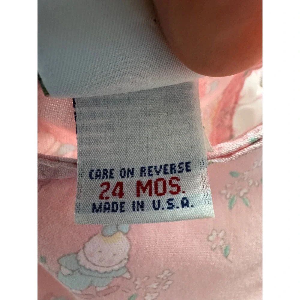 Vintage OshKosh Bgosh Pink Baby & Baskets Bubble Romper Eyelet 24 Months USA